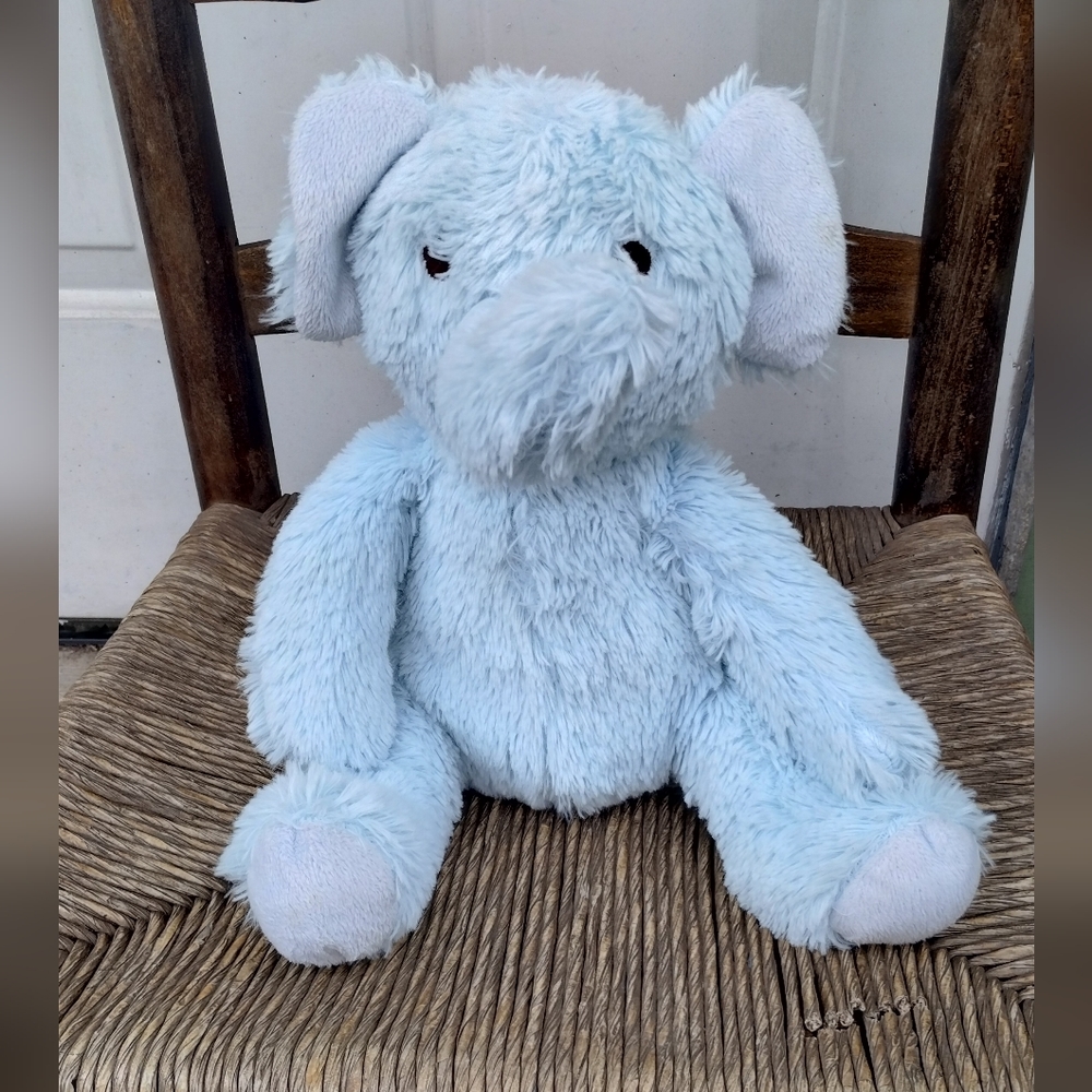 Bashful Elephant Fuzzy Soft Sitting Plush Stuffed Animal Cute Blue lovey 11in - Picture 2 of 15